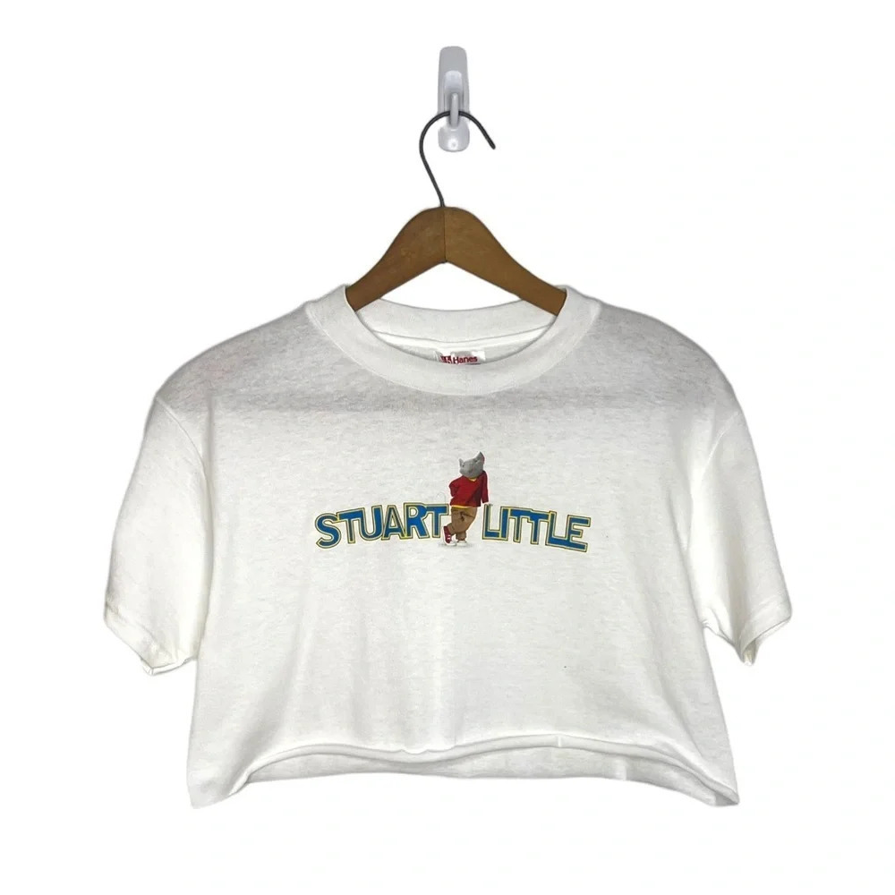 Y2K Stuart Little Movie Promo Tee Custom Cropped Hanes Kids M Womens XS
